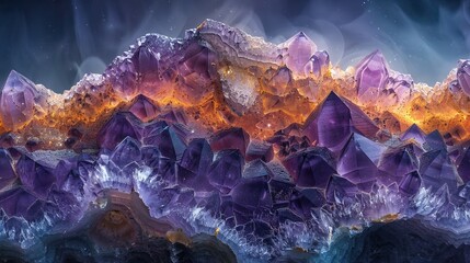 Raw Amethyst Crystal: Purple Layers and Quartz Sparkle - obrazy, fototapety, plakaty