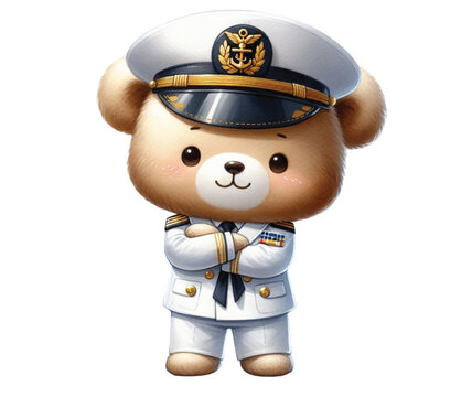 recommend clip art: Bear wearing a sailor's uniform clipart watercolor