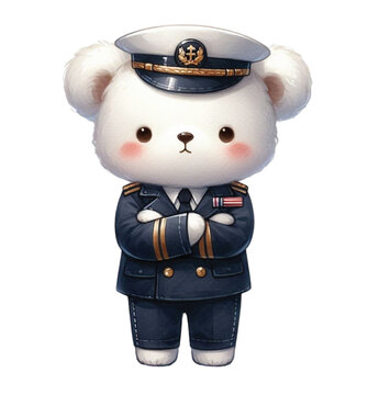 recommend clip art: Bear wearing a sailor's uniform clipart watercolor