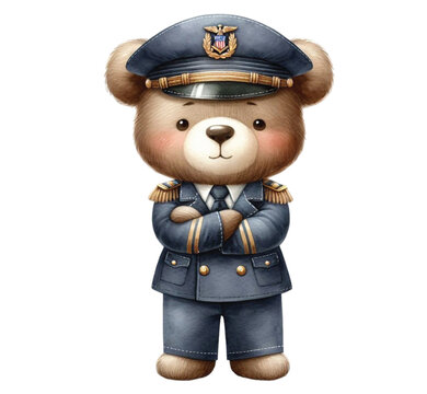 recommend clip art: Bear wearing a sailor's uniform clipart watercolor