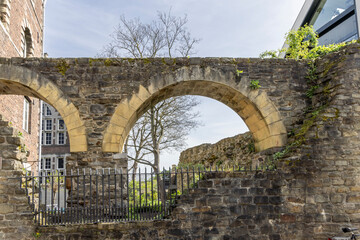 Old wall arch in the center of Maastricht Limburg proivince in The Netherlands