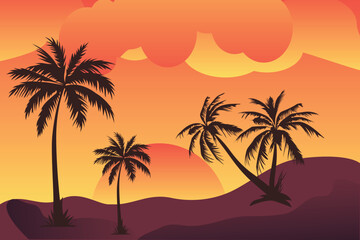 Fototapeta na wymiar Free vector gradient summer illustration Palm tree concept illustration Free vector 