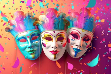 Glamorous Masquerade: Immerse Yourself in the World of Masquerade Balls with Colorful Decorations and Elegant Costumes in a Festive Atmosphere