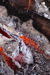 Colorful closeup of wood burning for barbecue