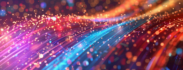 Fiber optics background, Bundle of fiber optic cables. Optical fiber cable Colorful illustration, Abstract technology background with fiber optic network connections. Global Data transfer, Ai 