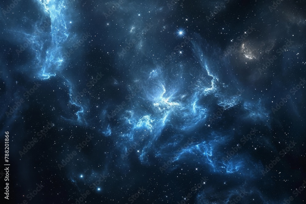 Wall mural a vast space filled with numerous stars and an abundance of dust particles, an intricate pattern of 
