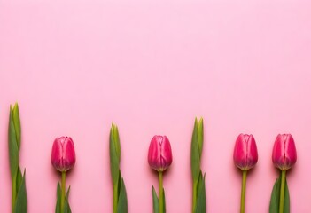 pink tulips on pink background