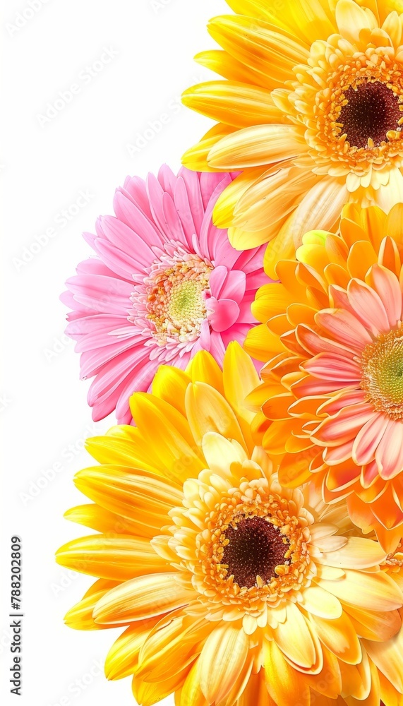 Aufkleber colorful assortment of vibrant flowers on white background with generous space for adding text