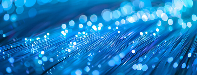abstract blue background with circles, Global Data transfer, Fiber optic background, fiber optic network, colored electric cables and led. optical fiber, intense colors, background for technology, Ai 