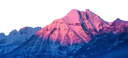 Sunset mountain png border, Winter nature image, transparent background