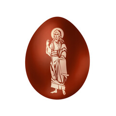 Naklejka premium Jeremiah weeping prophet. Traditional Easter red egg in Byzantine style. Religious illustration isolated
