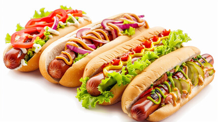 Set of delicious hot dogs, cut out