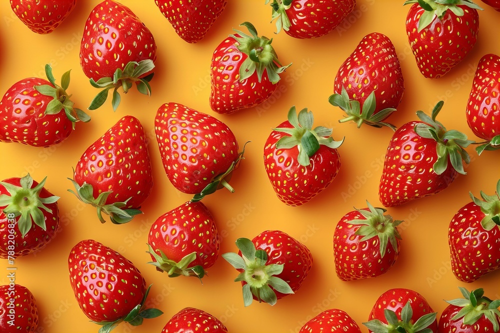 Sticker Strawberries background, summer concept