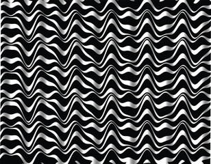  Abstract psychedelic stripes for digital wallpaper design. Line art pattern. Trendy texture. Monochrome design.Black and white. Geometry curve lines pattern. Futuristic concept