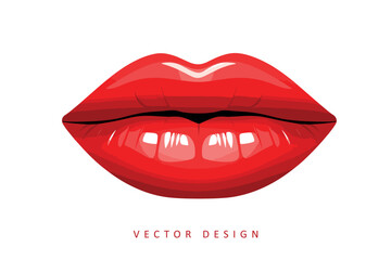 red female lips minimalist vector design isolated illustration