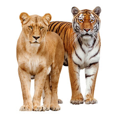 Lion, tiger png clipart, female wildlife animal on transparent background