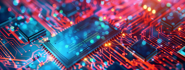 background of technology, Electronic circuit board with computer, Computing processor, CPU, microchip and electronic circuit board. Advanced technology conceptual background, Ai  - obrazy, fototapety, plakaty