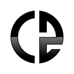 Initial CZ Logo in a Circle Shape - obrazy, fototapety, plakaty