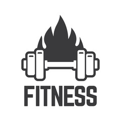 Gym fitness barbell logo icon vector illustration.