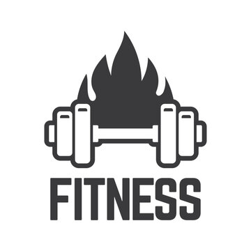 Gym fitness barbell logo icon vector illustration.