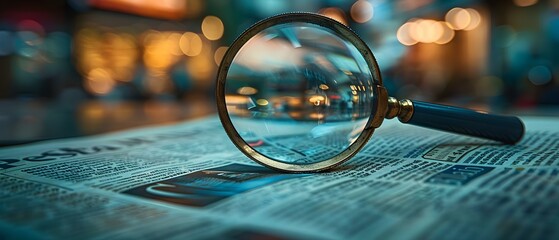 Exploring Financial Clarity: Magnified Insights on Market News. Concept Financial Market Analysis, Investment Strategies, Economic Trends, Portfolio Management, Wealth Building
