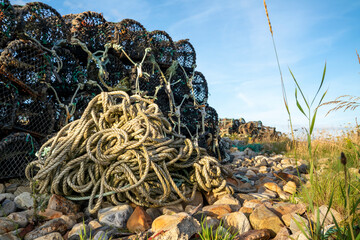 Close up of Lobster Pots or traps in Ireland