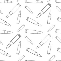 Line art bullets pattern. Black and white seamless background.