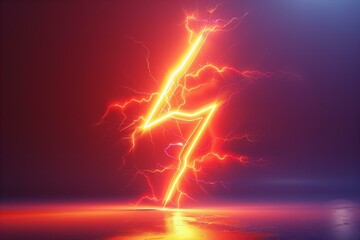 Thunder icon 3d, energy concept - obrazy, fototapety, plakaty