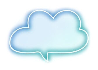Blue neon cloud bubble design element