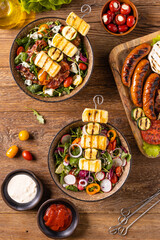 Delicious salad added to grilled dishes, with bacon and halloumi cheese. - 788211814