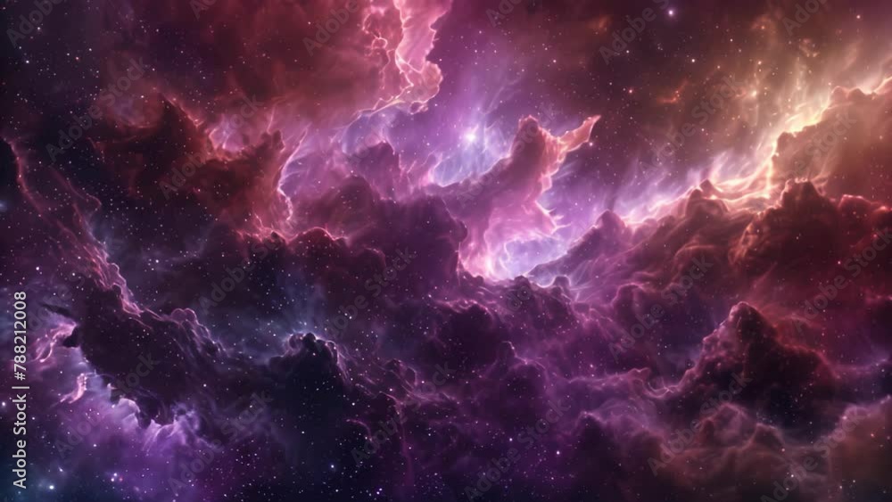 Poster a vibrant space scene showcasing an array of stars and clouds, exotic interstellar cloud formations 