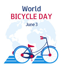 World Bicycle Day background. June 3. Car free day. Save environment concept. Banner, greeting cards, presentation, flyer. 