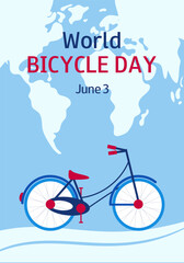 World Bicycle Day flat design. June 3. Banner, greeting cards, presentation, flyer. 