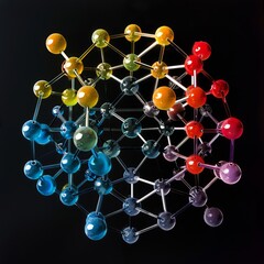 Molecules interacting with each other through hydrogen bonds, van der Waals forces, or other intermolecular forces Visualizing the forces that govern molecular interactions. - obrazy, fototapety, plakaty