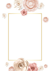 Png flower paper craft rectangle frame design