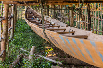 Long boat in Hathouan village near Nong Khiaw, Laos