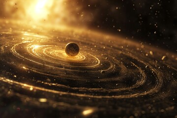 Black Hole in the Center of a Galaxy, Binary concept represented by an image of a binary solar system, AI Generated