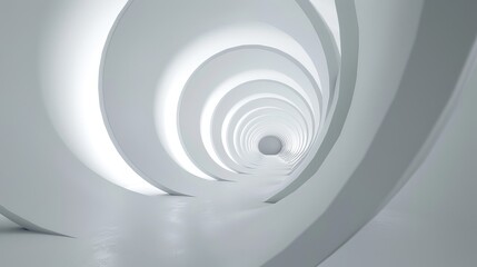 Sleek architectural design of a circular white corridor creates a sense of infinity and modernity
