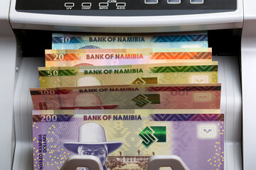 Namibian Dollar in a counting machine