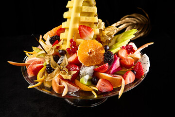 Exquisite Tropical Fruit and Berry Assortment with Pineapple on Elegant Display - 788217892