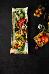 Grilled Vegetables Dish Display on Elegant Tableware, Gourmet Culinary Concept - 788218087