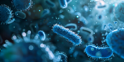 blue bacterial background photo - obrazy, fototapety, plakaty