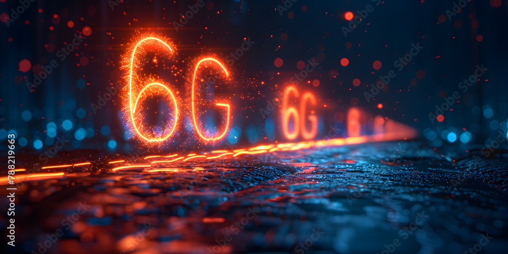 Poster concept of future technology 6g network wireless systems and internet