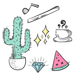 Cool png doodle social media story sticker set
