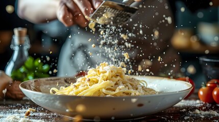 Rustic Italian Feast: Chef's Plate of Pasta with Basil Sprinkles - 788220209
