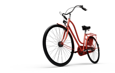Red vintage bicycle isolated on transparent background