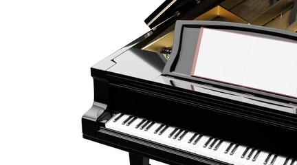 High angle view of grand piano on transparent background