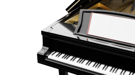 High angle view of grand piano on transparent background