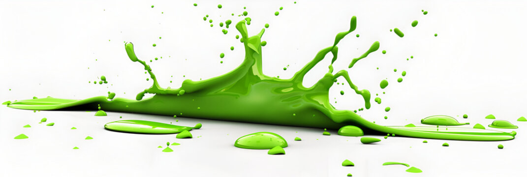 green paint splashing with white background