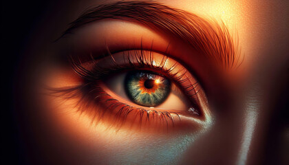 Beautiful woman eye closeup macro - Generative AI